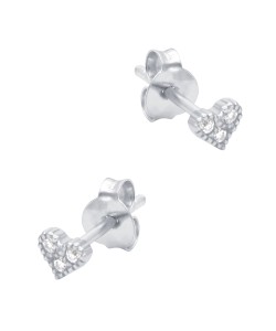 Heart Shaped CZ Silver Stud Earring STS-6467